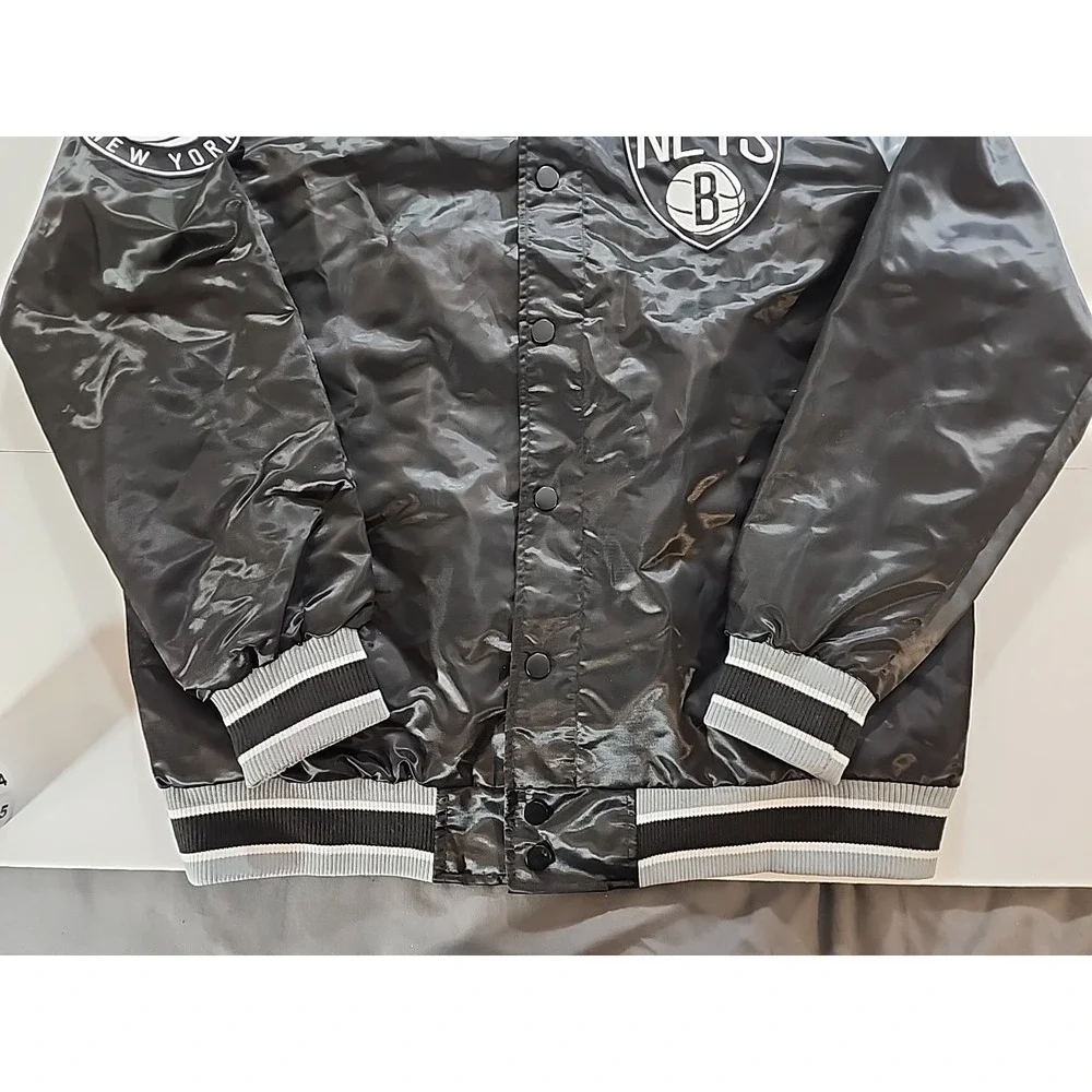 NBA‎ Starter Brooklyn Nets Team Satin Snap Up Jacket Mens 2XL